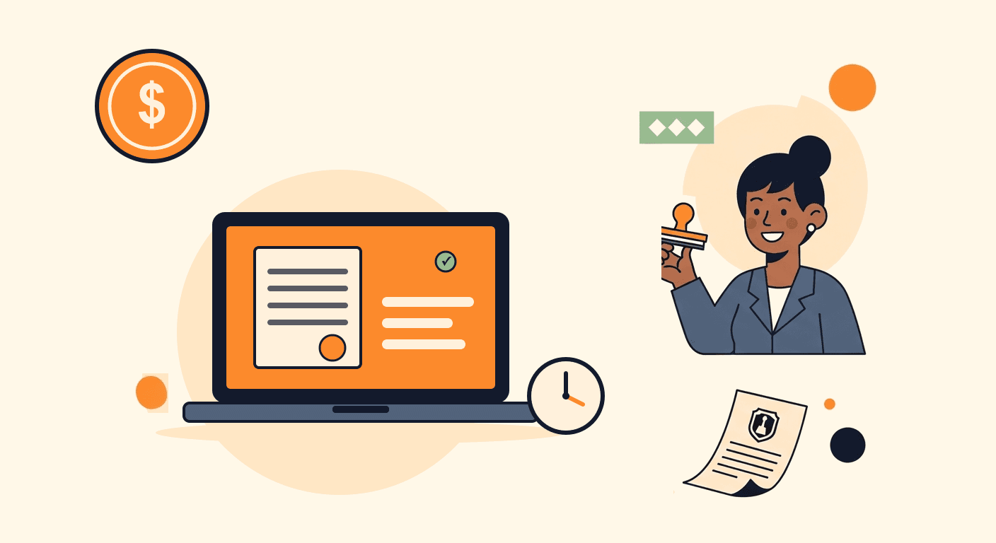 A notary running online sessions from home and getting paid per session