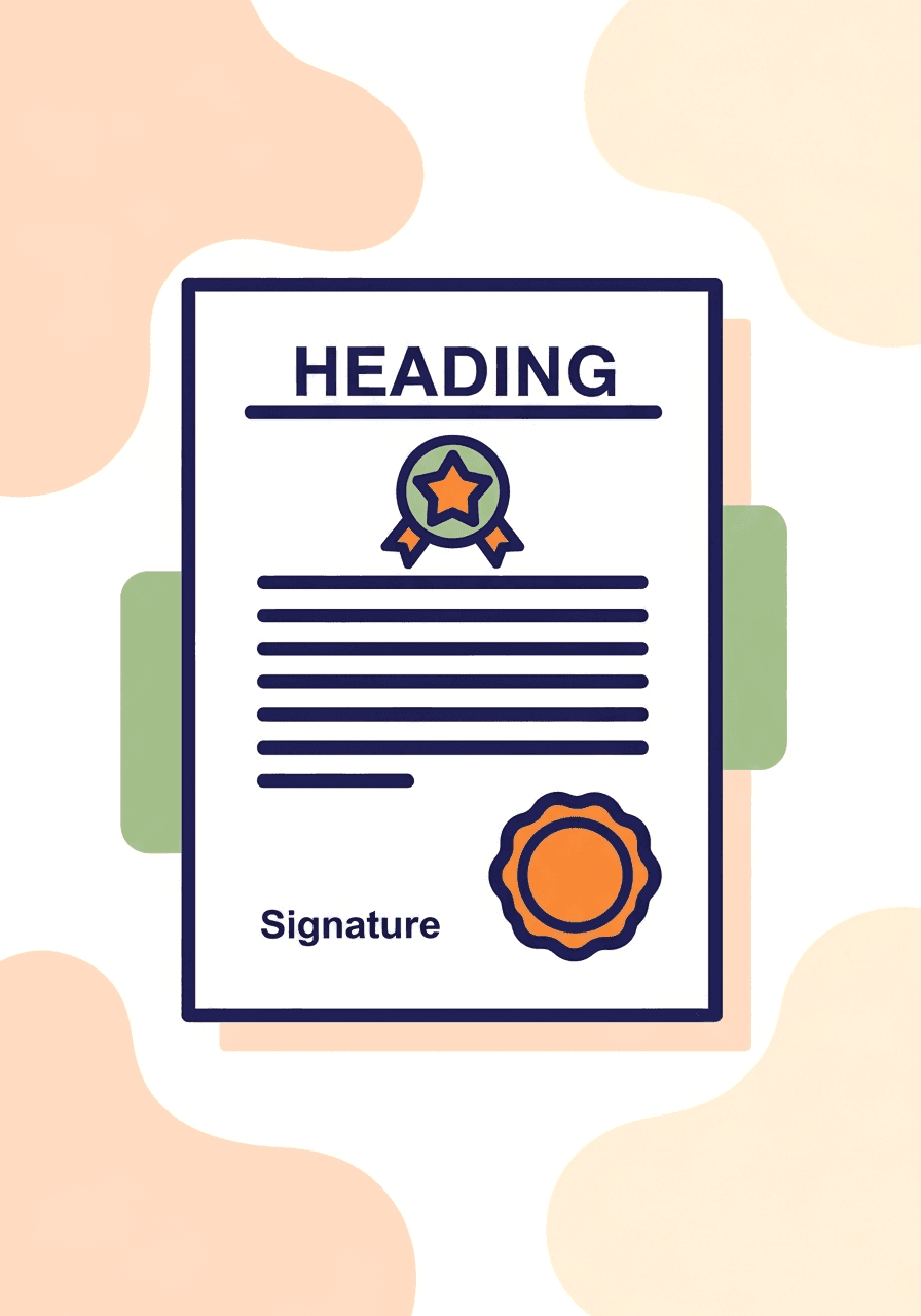 Illustration of a vital records certificate application with a notary seal