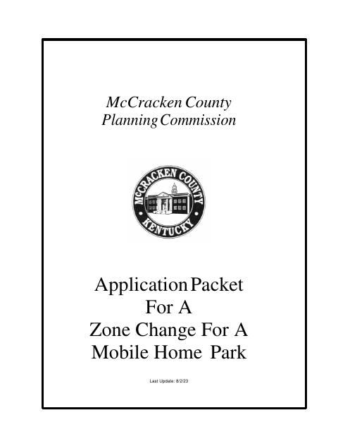 Mobile Home Park Application, McCracken County form, first page