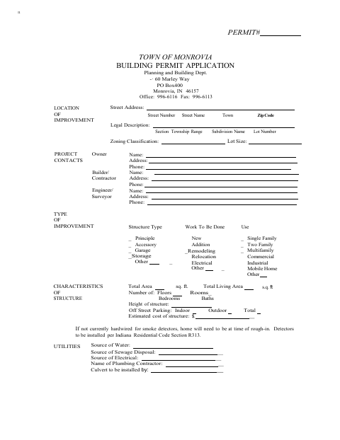 First page of the Building Permit Application
