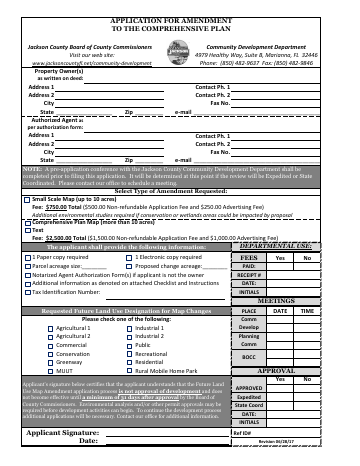 APPLICATION FOR AMENDMENT TO ... — Jackson County form, first page