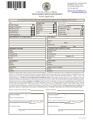 First page of the Permit Application Package