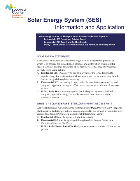 First page of the Solar Energy System Information and Application