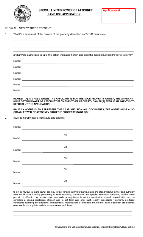 Special Limited Power Of Attorney, Chesterfield County form, first page