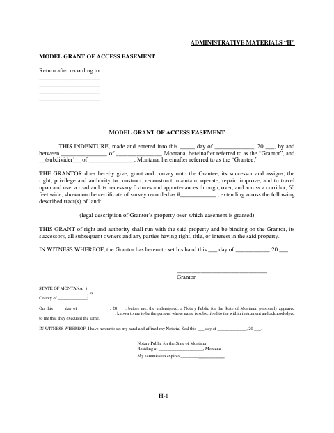 Grant of Access Easement, Lake County form, first page