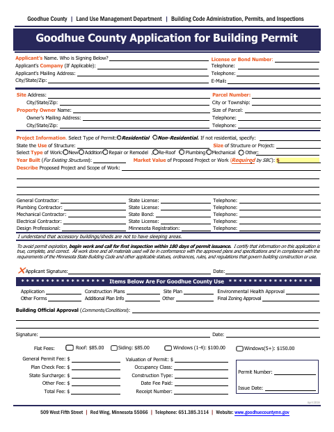 First page of the Application for Building Permit