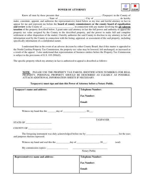 Power Of Attorney, Iredell County form, first page