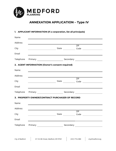First page of the Type IV Annexation Application