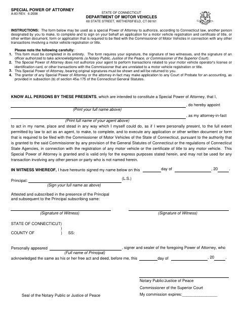 Special Power of Attorney A-83 first page