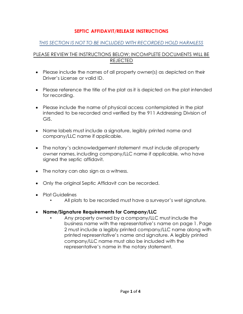 Individual Onsite Wastewater Affidavit/Release, Berkeley County form, first page