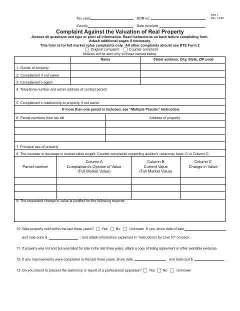 Complaint Against the Valuation of Real Property, Logan County form, first page