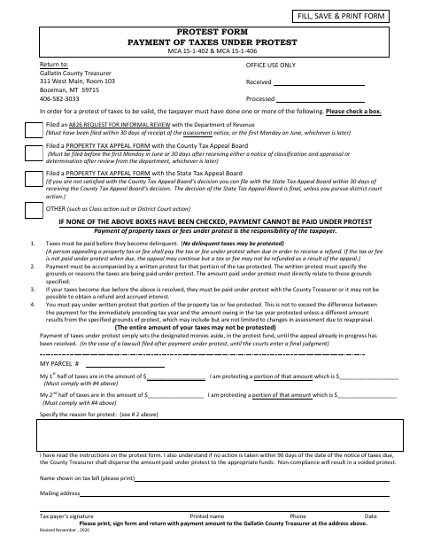 First page of the Property Tax Protest Form