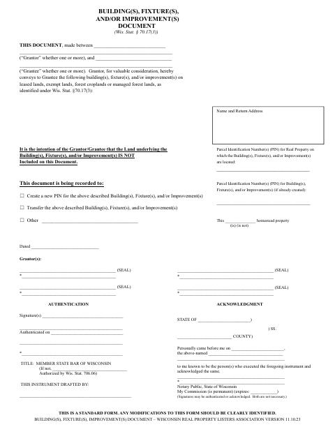 Building(s), Fixture(s), and/or Improvement(s) Document, Lafayette County form, first page