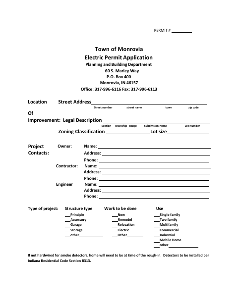 First page of the Complete Electric Permit Application