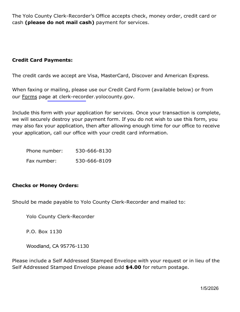 First page of the Credit Card Authorization Form