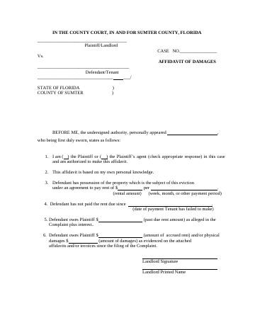 DEFAULT PACKAGE — Sumter County form, first page