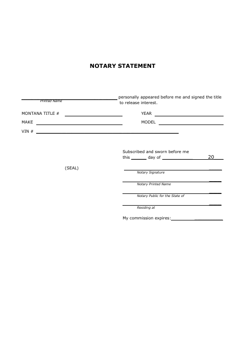 Title Interest Release Notary Statement, Flathead County form, first page