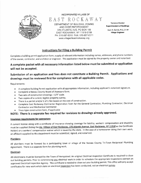 First page of the Building Permit Package