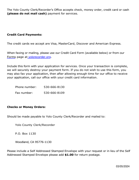 First page of the Credit Card Charge Form