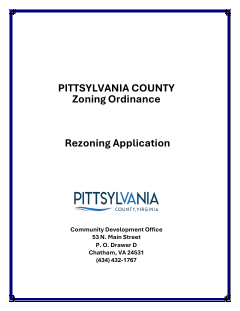 Rezoning Application, Pittsylvania County form, first page