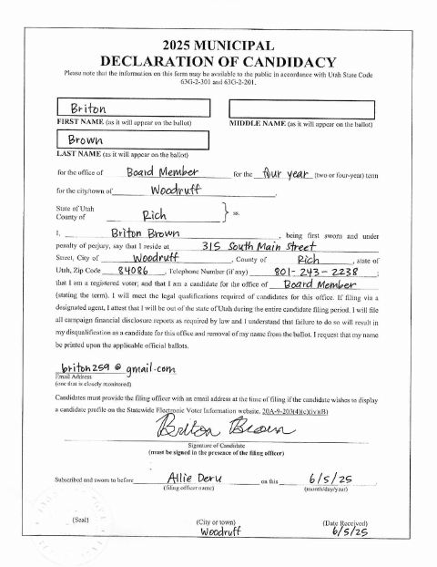 First page of the Municipal Declaration of Candidacy