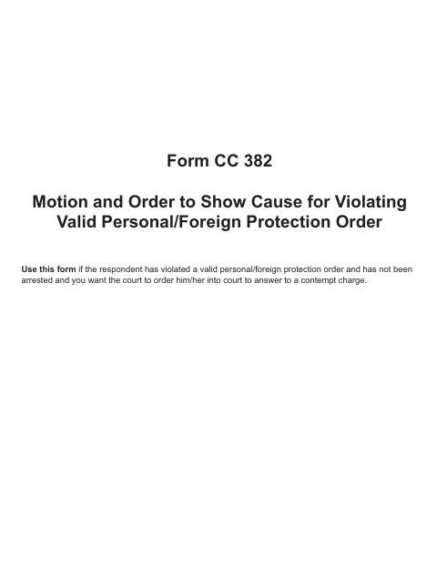 Motion and Order to Show Cause for Violating Protection Order, Shiawassee County form, first page