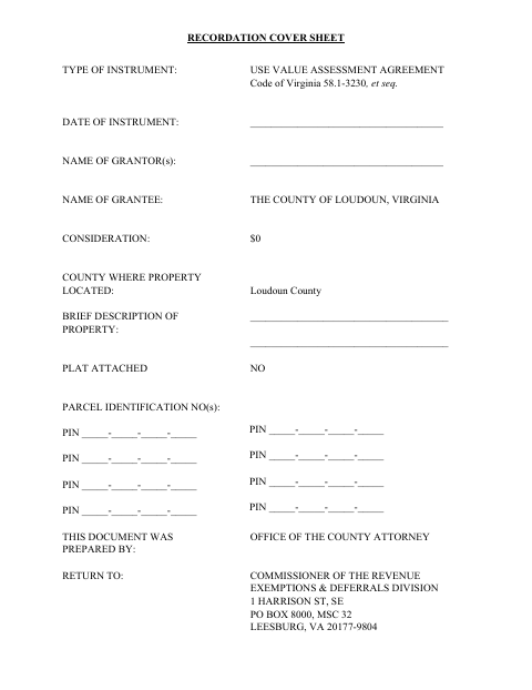 Sliding Scale Deferral of Land Use Tax Amendment Partnership LLC Corp, Loudoun County form, first page
