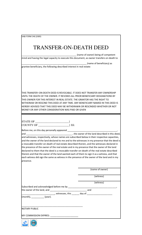 Transfer on Death Deed, Grady County form, first page