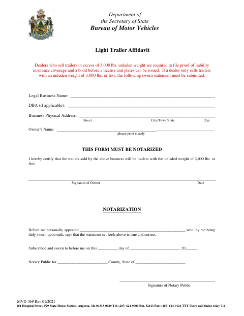 MVD-369 Light Trailer Affidavit first page
