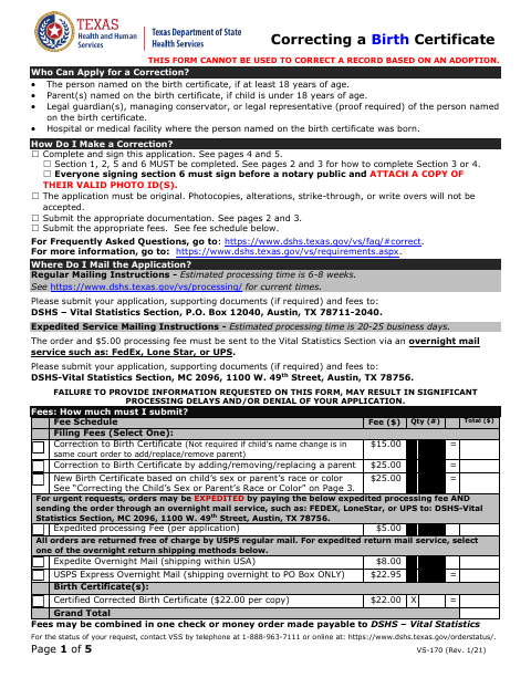 Correcting a Birth Certificate, Montague County form, first page