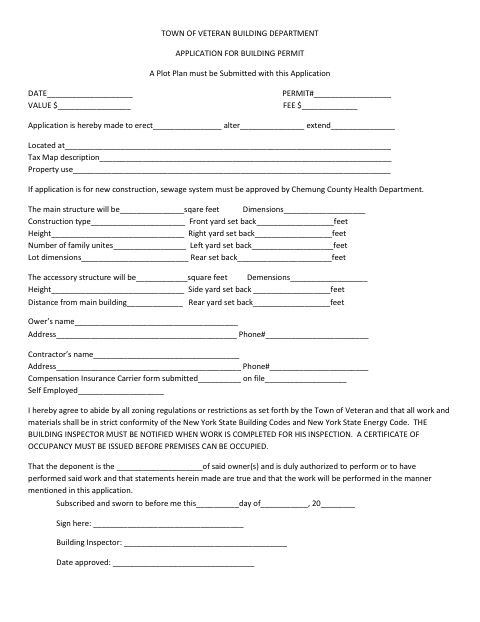 First page of the Building Permit Application