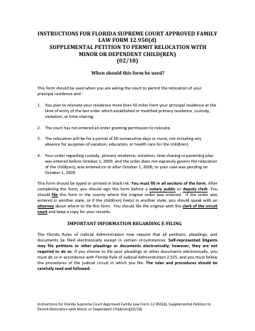 instructions for florida supreme court approved family — DeSoto County form, first page