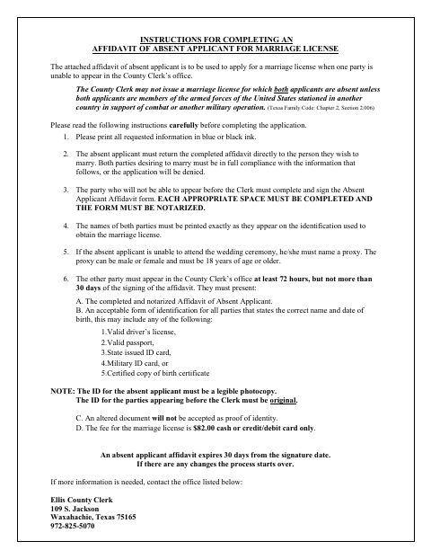 First page of the Absentee Affidavit and Instructions