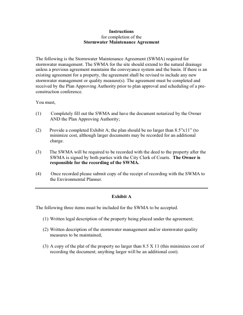 Stormwater Maintenance Agreement, City of Lynchburg form, first page