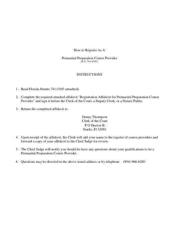 How to Register As A Premarital Preparation Course Provider — Bradford County form, first page