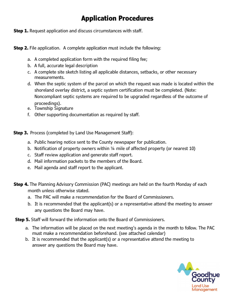 First page of the Conditional/Interim Use Permit Application