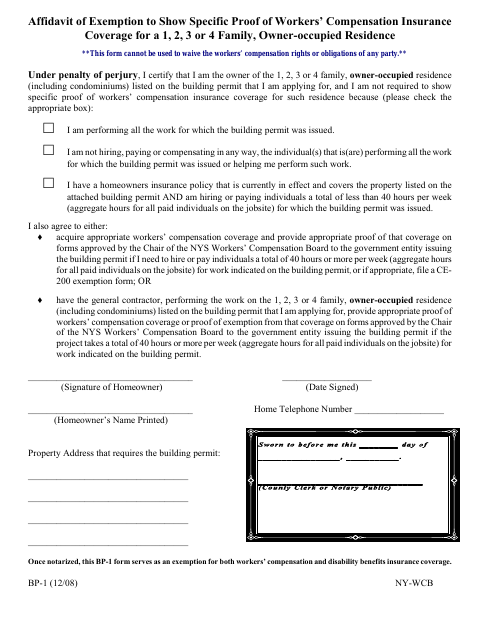 Affidavit of Exemption for Owner-Occupied Residence, Wyoming County form, first page