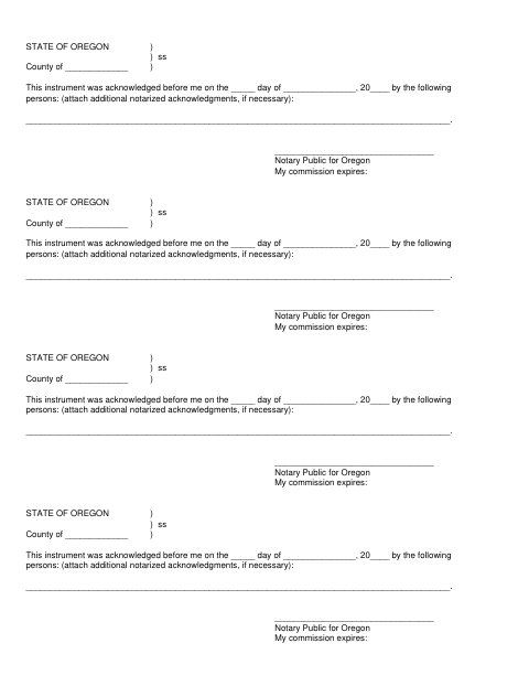 Acknowledgment Form, Yamhill County form, first page
