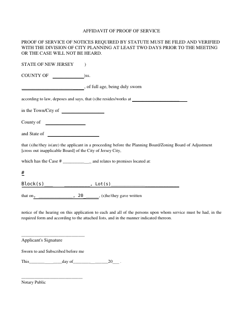 First page of the Affidavit of Proof of Service