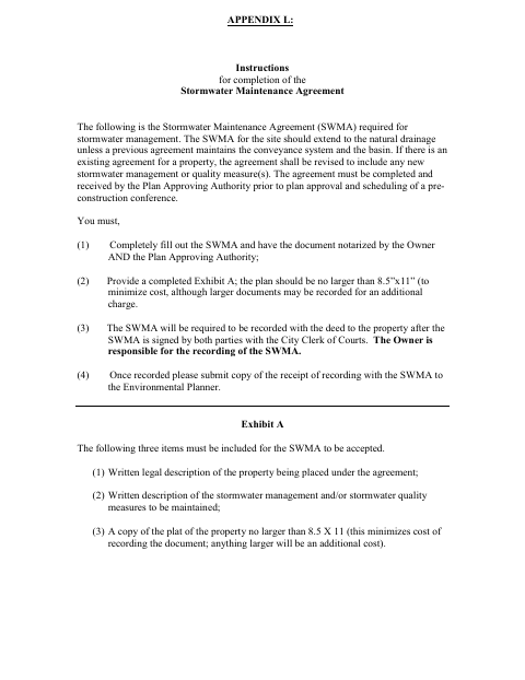 Stormwater Maintenance Agreement, City of Lynchburg form, first page