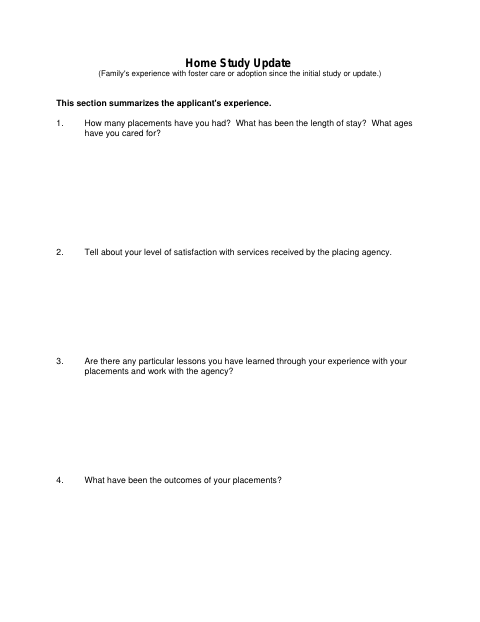 First page of the Home Study Update