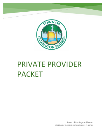 First page of the Private Provider Packet