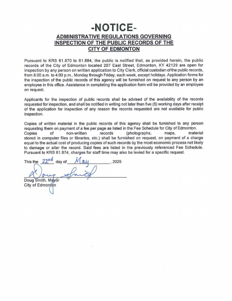 First page of the Open Records Request and Commercial Purpose Certification