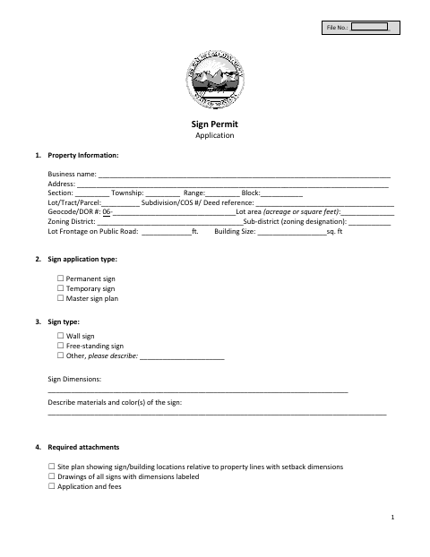 First page of the Sign Permit Application