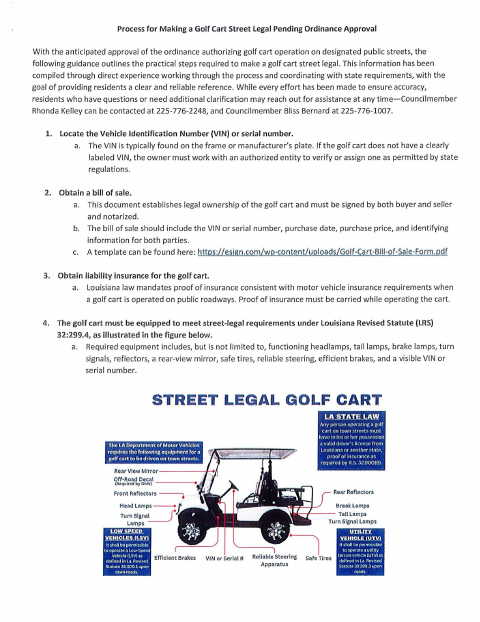 First page of the Golf Cart Street-Legal Process and Forms