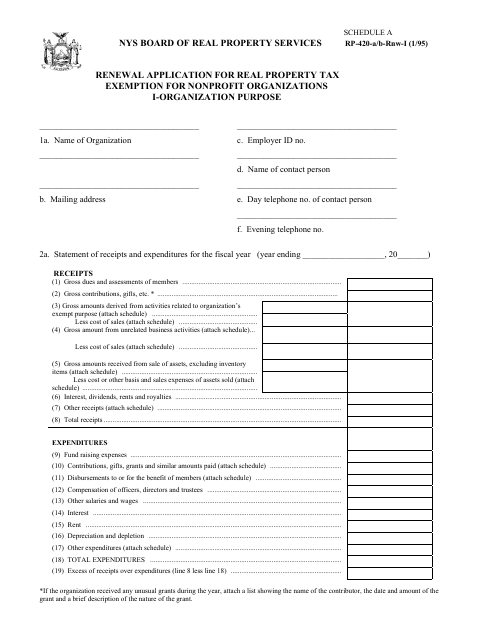 Renewal Application for Nonprofit Organization Property Tax Exemption: Organization Purpose, Nassau County form, first page