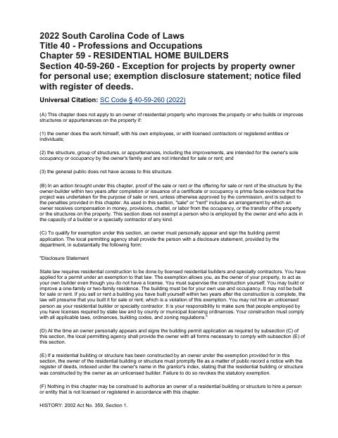 Building Permit Disclosure Statement, Fairfield County form, first page