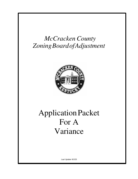 Variance Application, McCracken County form, first page