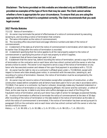 Termination-Notice-of-Commencement- ... — Indian River County form, first page