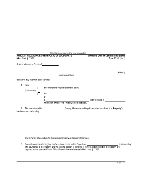 Affidavit Regarding Farm Disposal of Solid Waste, Jackson County form, first page